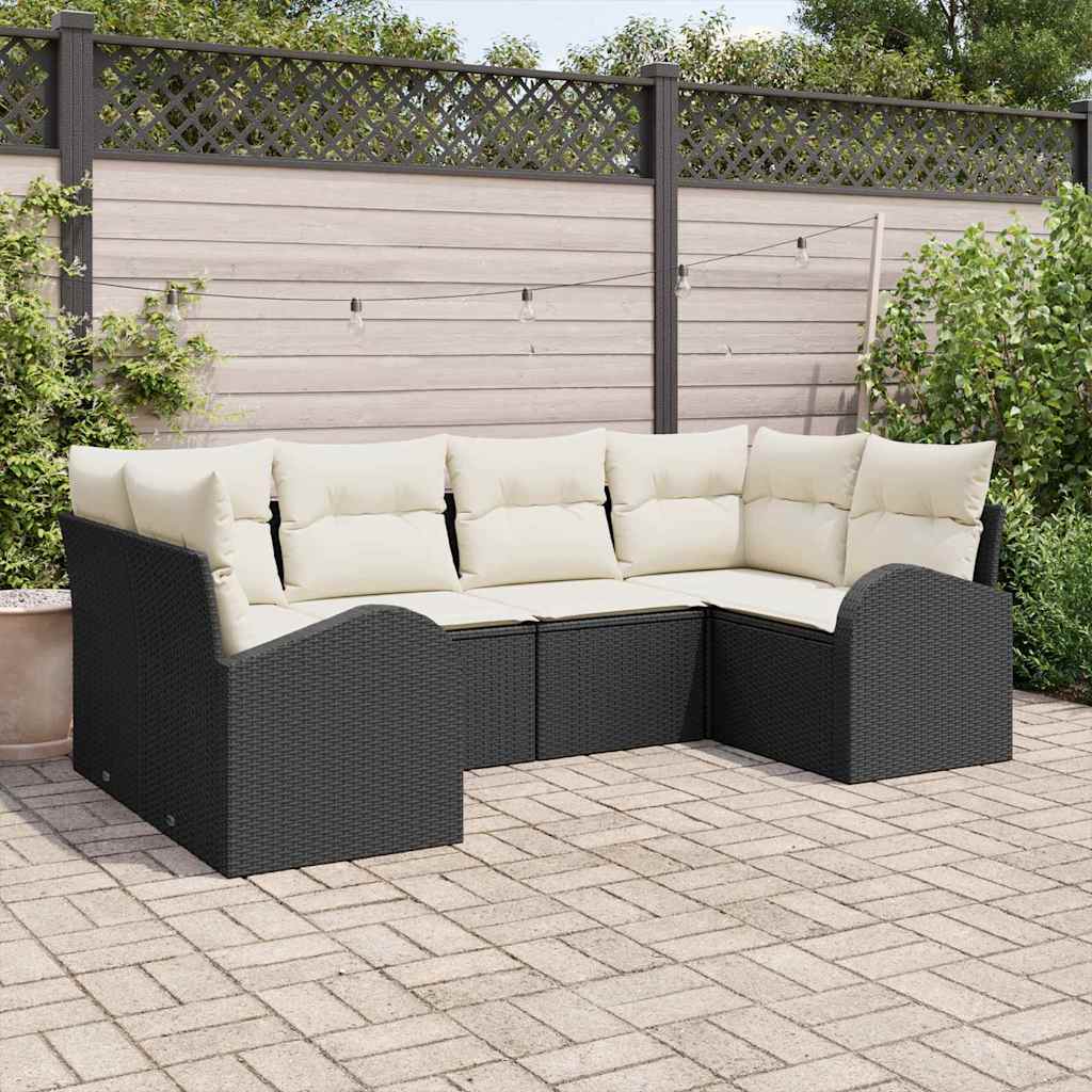 Gartensofa-set 6 stk. 6-Sitzer Schwarz Poly-Rattan