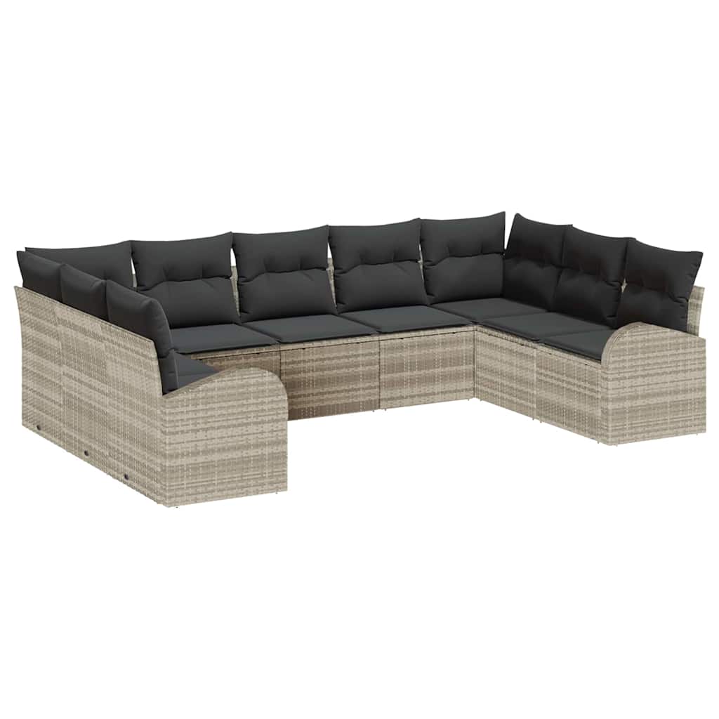Sofa Set 9-Sitzer Hellgrau Poly-Rattan
