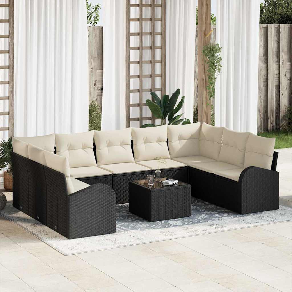 Sofa Set 10 stk. Schwarz [Synthetisch]: Poly Rattan