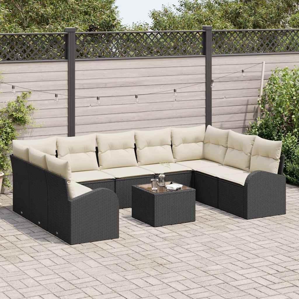 Sofa Set 10 stk. Schwarz [Synthetisch]: Poly Rattan