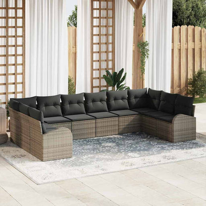 Sofa Set 10 stk. Grau [Synthetisch]: Polyrattan