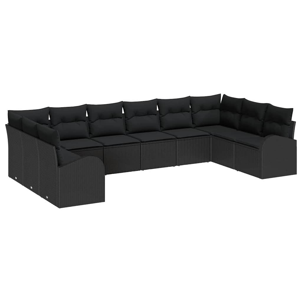 Sofa Set 10 stk. Schwarz [Synthetisch]: Polyrattan
