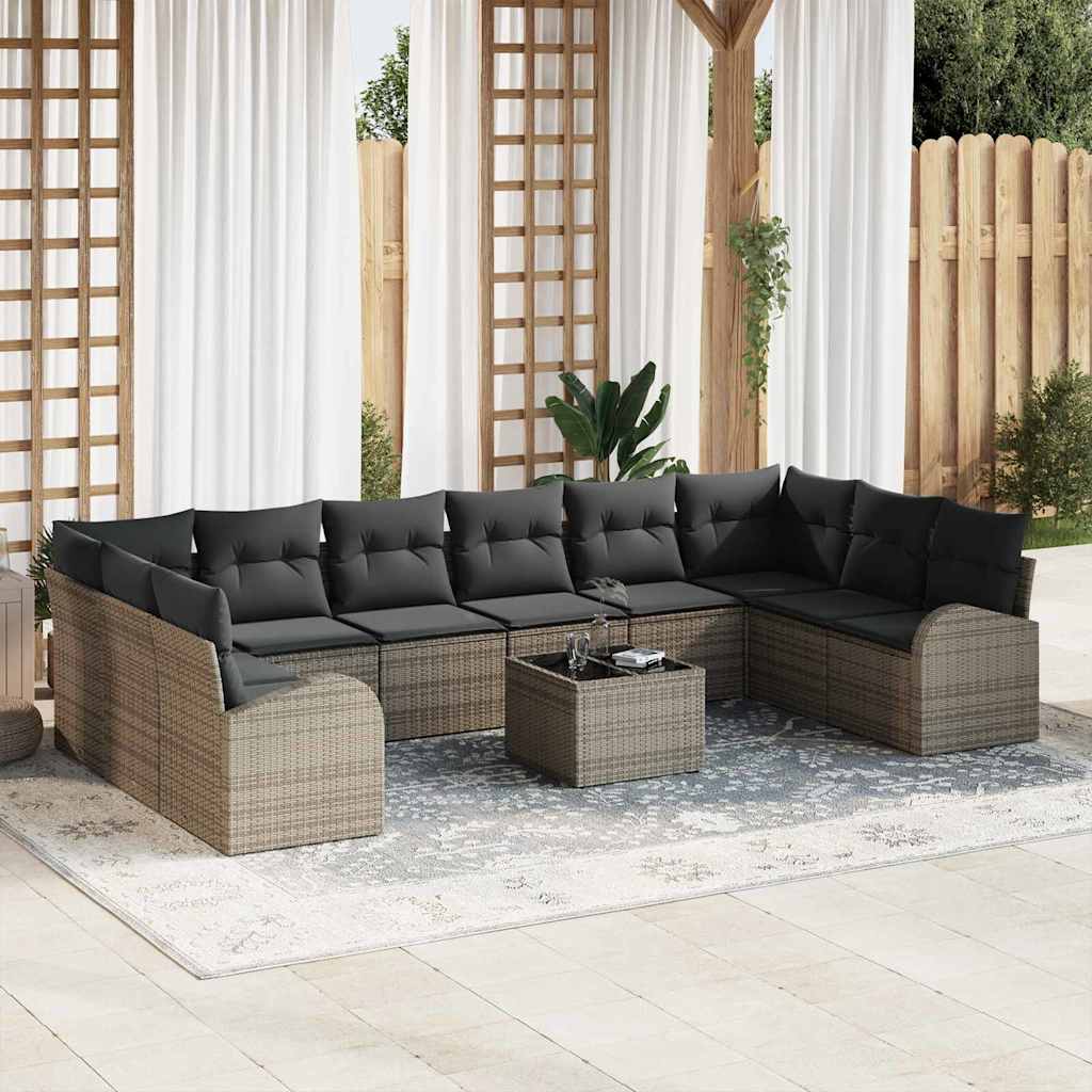 Sofa Set 11 stk. Grau [Synthetisch]: Polyrattan