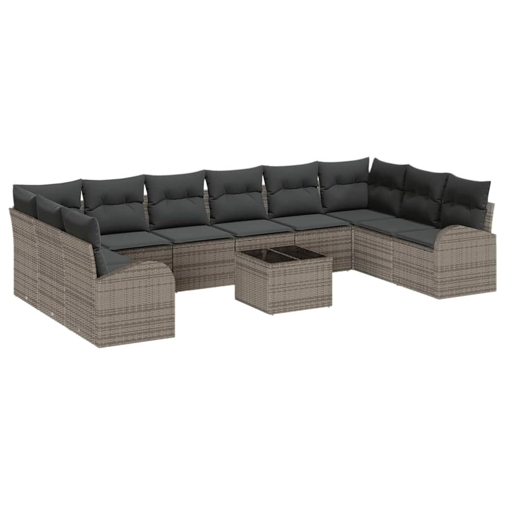 Sofa Set 11 stk. Grau [Synthetisch]: Polyrattan