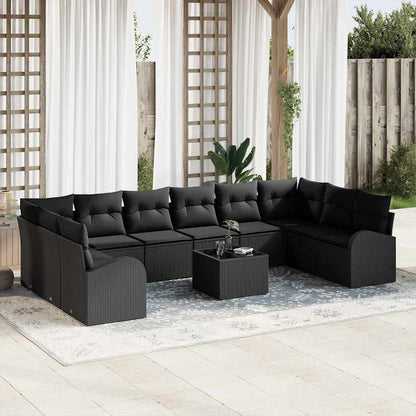 Sofa Set 11 stk. Schwarz [Synthetisch]: Polyrattan