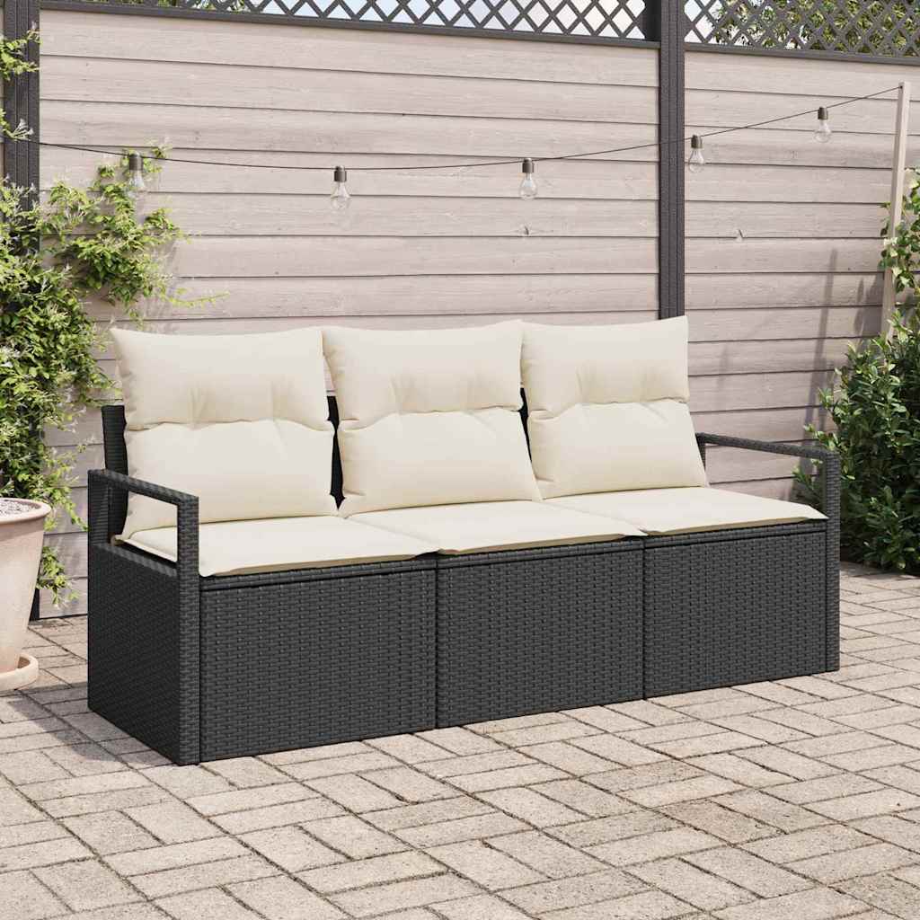Sofa Set 3 stk. Schwarz [Synthetisch]: Poly Rattan