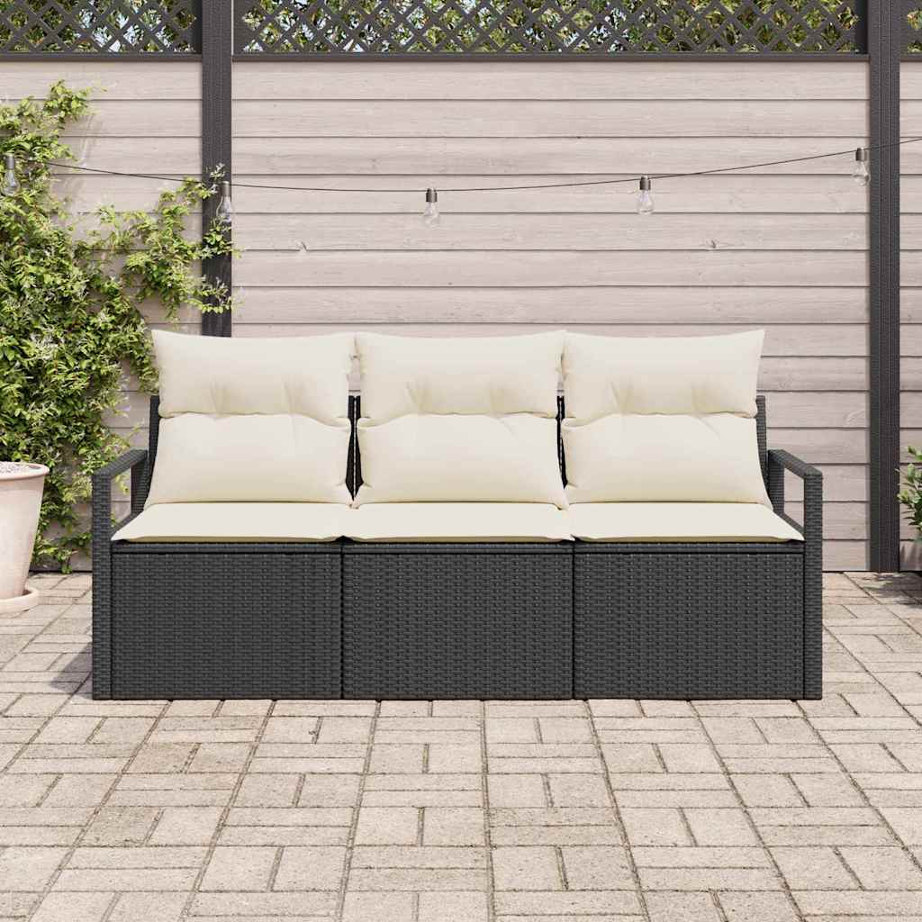 Sofa Set 3 stk. Schwarz [Synthetisch]: Poly Rattan