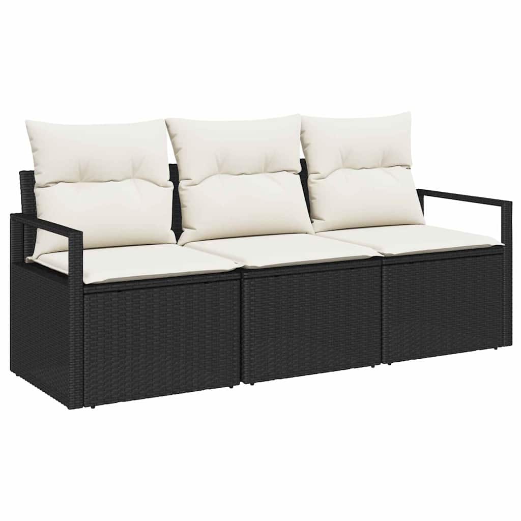 Sofa Set 3 stk. Schwarz [Synthetisch]: Poly Rattan