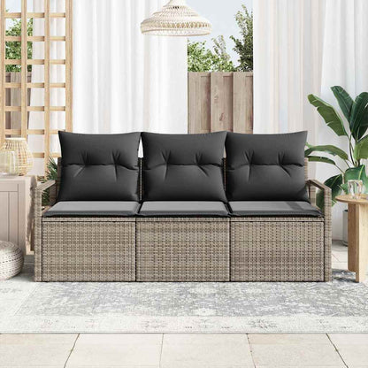 Sofa Set 3 stk. Grau [Synthetisch]: Poly Rattan