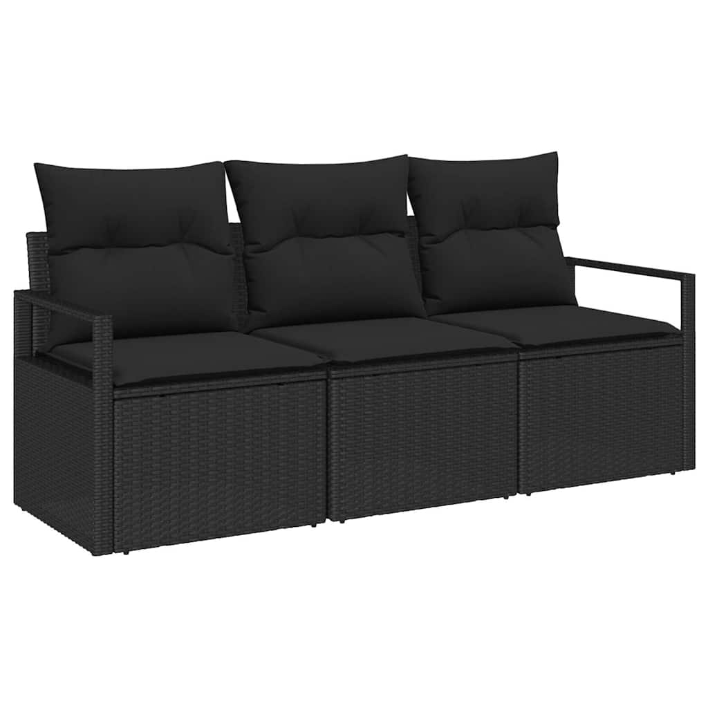 Sofa Set 3 stk. Schwarz [Synthetisch]: Poly Rattan