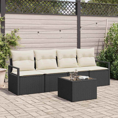 Sofa Set 5 stk. 4-Sitzer Schwarz und Creme