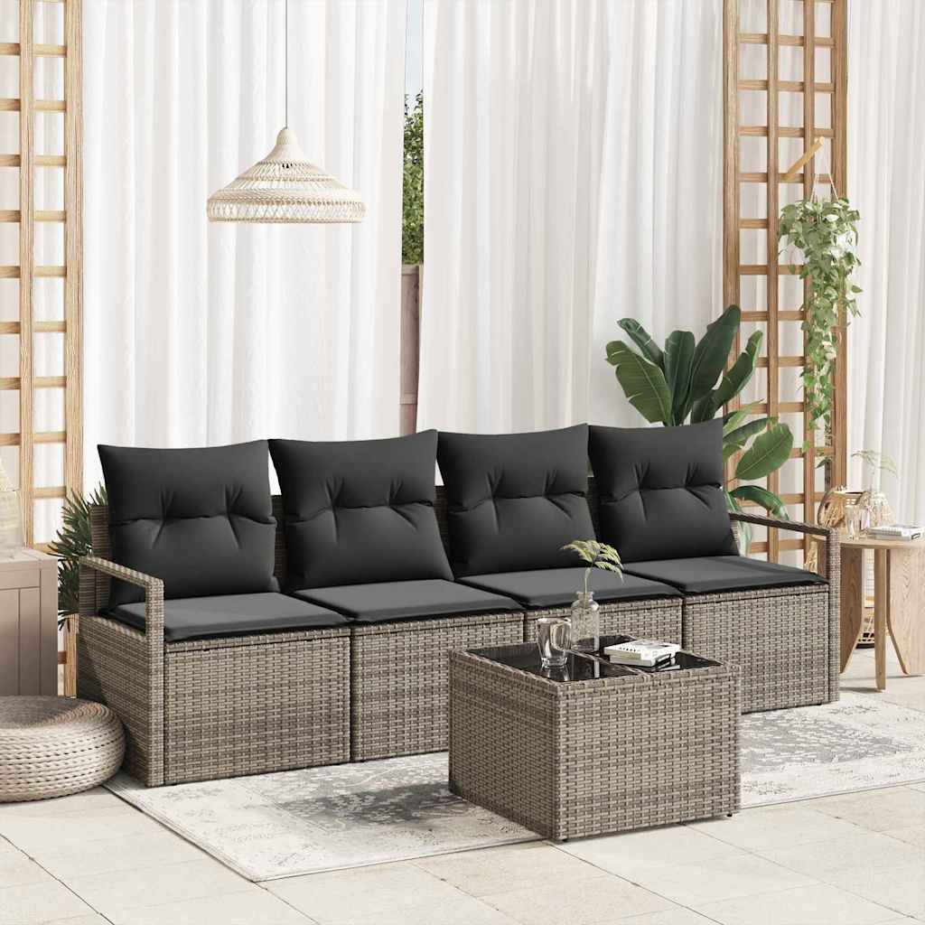 Sofa Set 5 stk. 4-Sitzanzahl Grau Poly Rattan