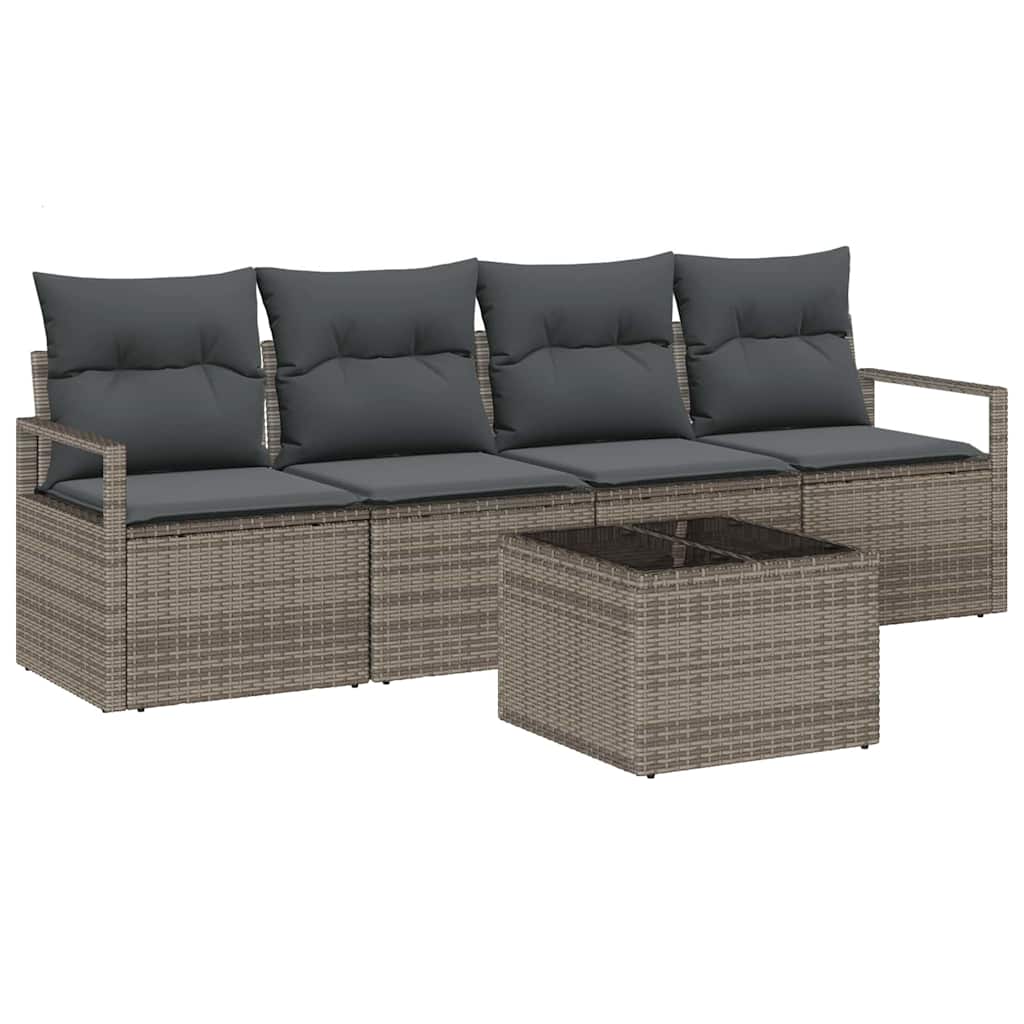 Sofa Set 5 stk. 4-Sitzanzahl Grau Poly Rattan