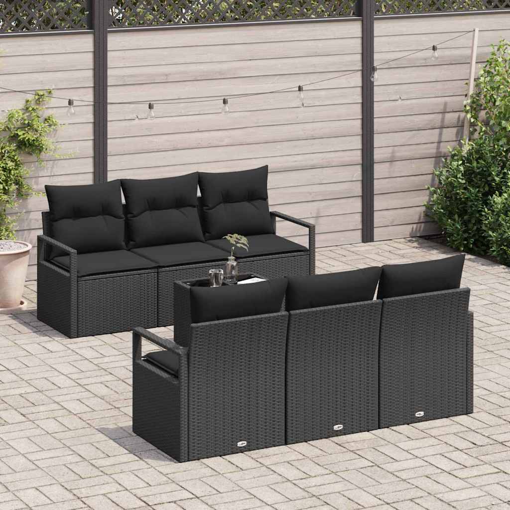 Sofa Set 7 stk. 6-Sitzanzahl Schwarz Poly Rattan