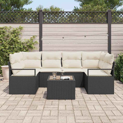 Sofa Set 7 stk. 6-Sitzer Schwarz und Creme