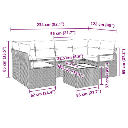 Sofa Set 7 stk. 6-Sitzer Schwarz und Creme
