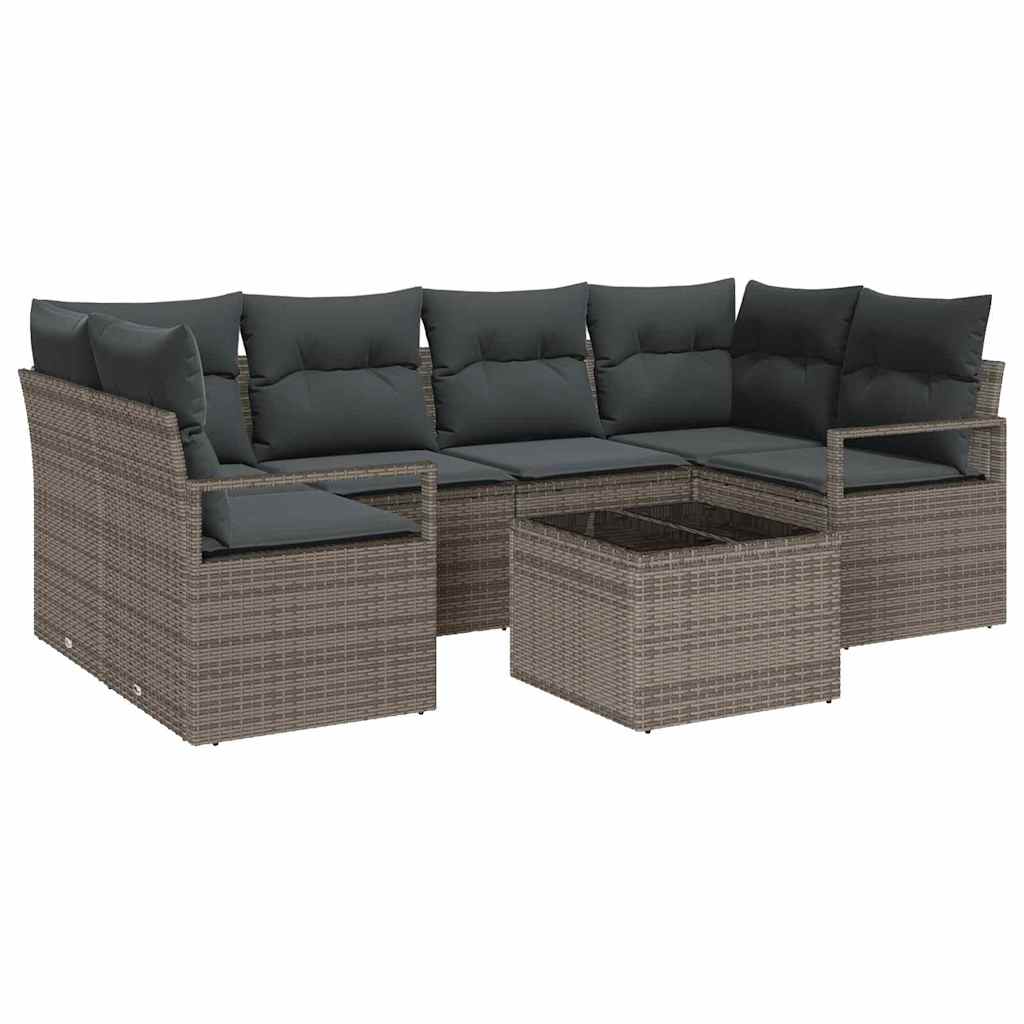 Sofa Set 7 stk. 6-Sitzanzahl Grau Poly Rattan