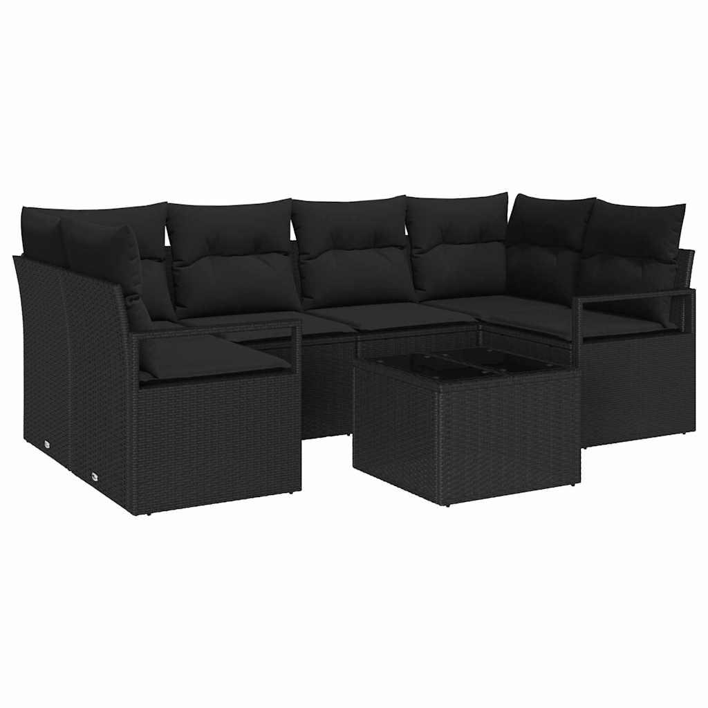 Sofa Set 7 stk. 6-Sitzanzahl Schwarz Poly Rattan