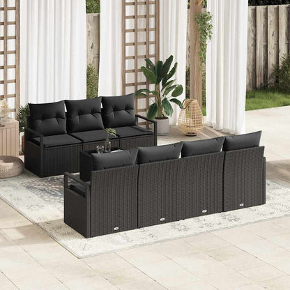 Sofa Set 8 stk. 7-Sitzer Schwarz [Synthetisch]: Poly Rattan
