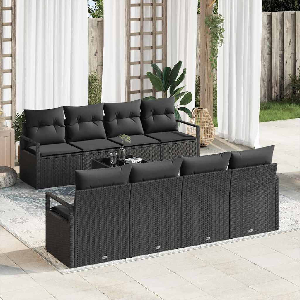 Sofa Set 7 stk. 6-Sitzanzahl Schwarz Poly Rattan
