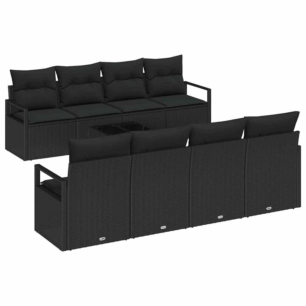 Sofa Set 7 stk. 6-Sitzanzahl Schwarz Poly Rattan