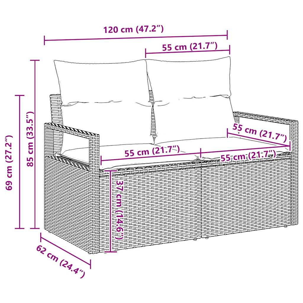 Sofa Set 9 stk. 8-Sitzanzahl Grau Poly Rattan
