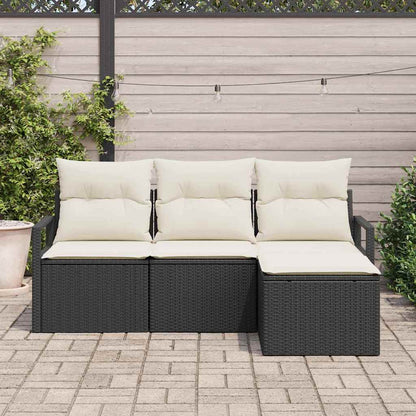 Sofa Set 4 stk. Schwarz [Synthetisch]: Poly Rattan