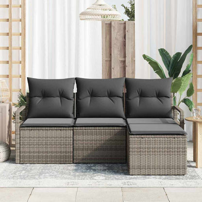 Sofa Set 4 stk. Grau [Synthetisch]: Poly Rattan