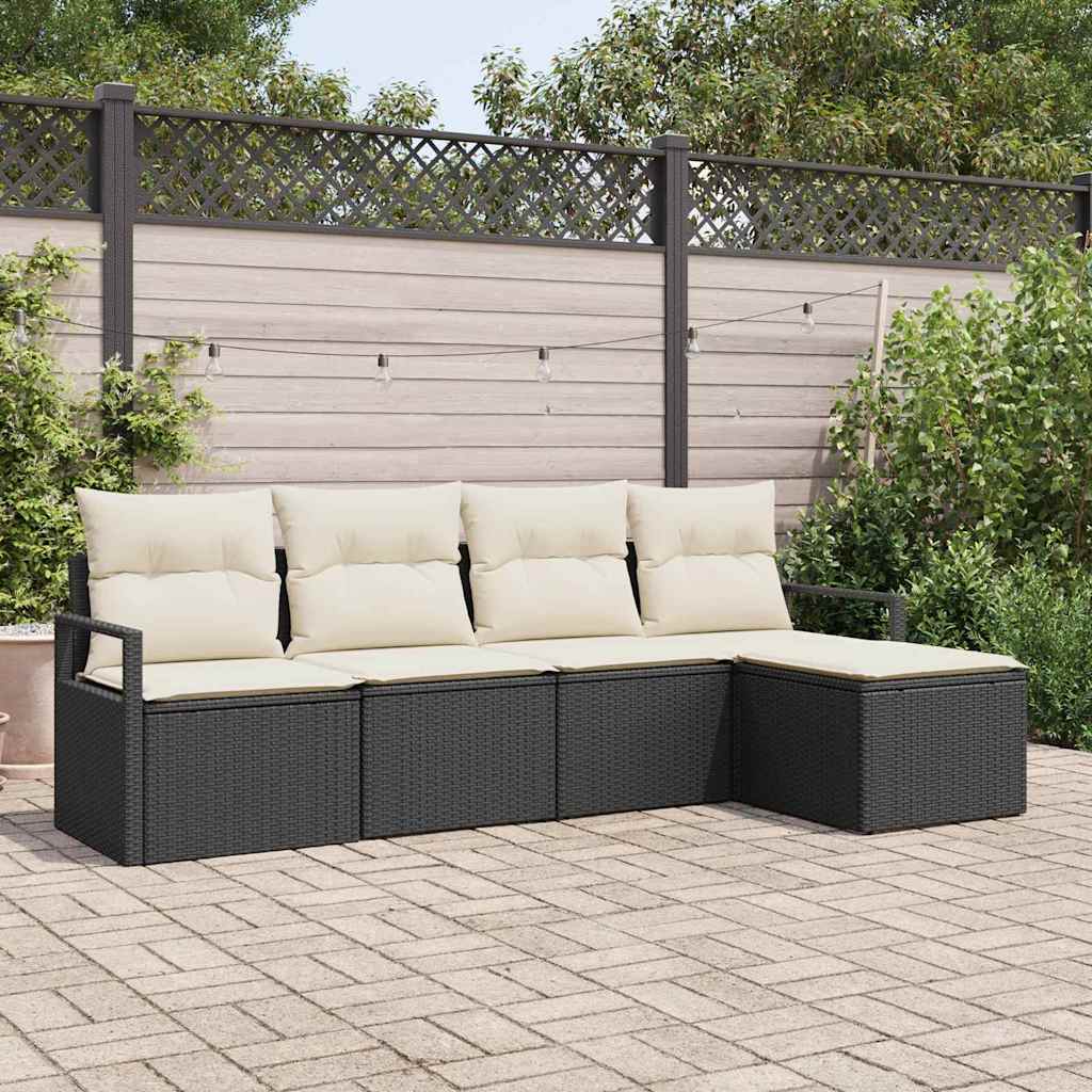Sofa Set 5 Stk. Schwarz [Synthetisch]: Poly Rattan