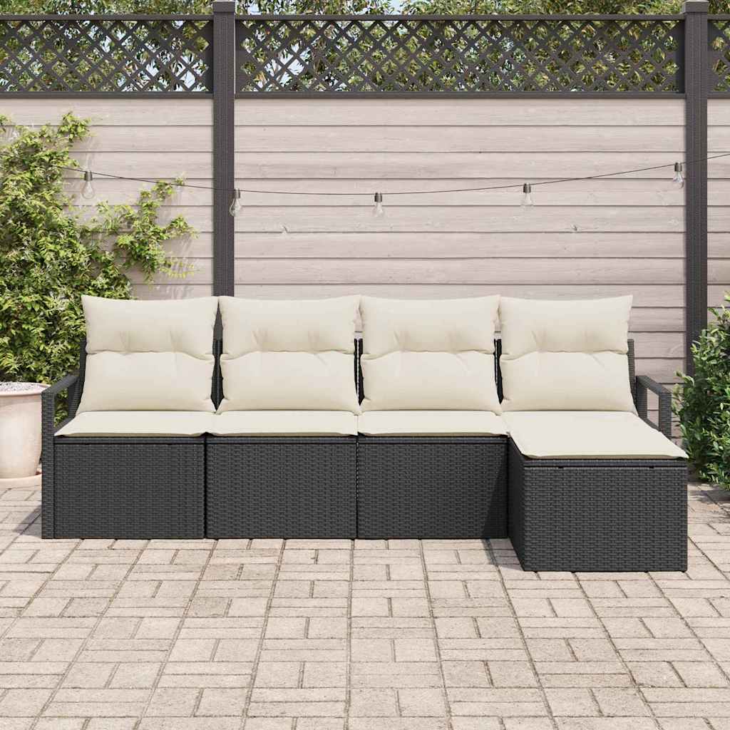 Sofa Set 5 Stk. Schwarz [Synthetisch]: Poly Rattan