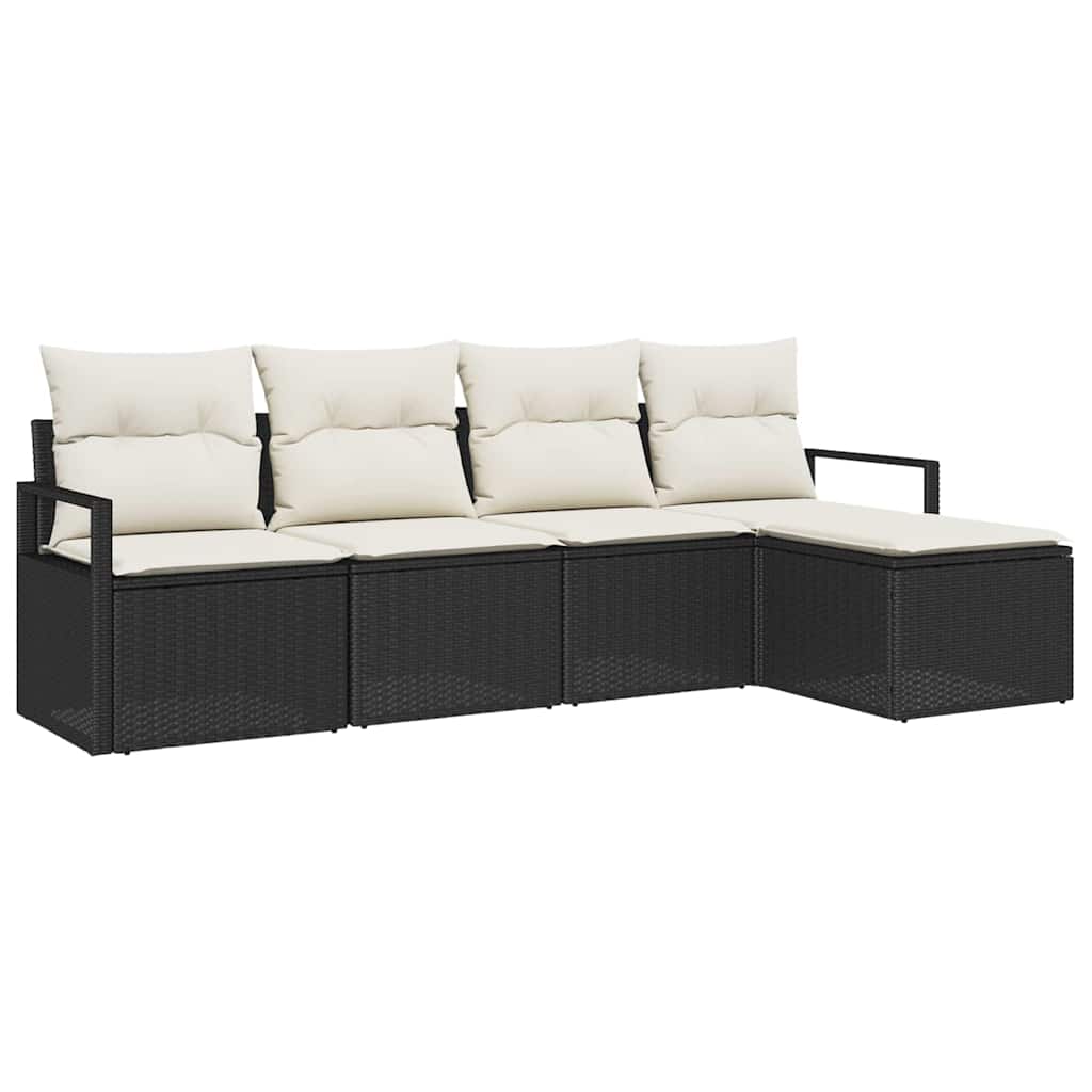 Sofa Set 5 Stk. Schwarz [Synthetisch]: Poly Rattan