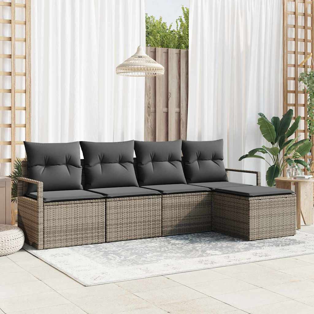 Sofa Set 5 stk. Grau [Synthetisch]: Poly Rattan