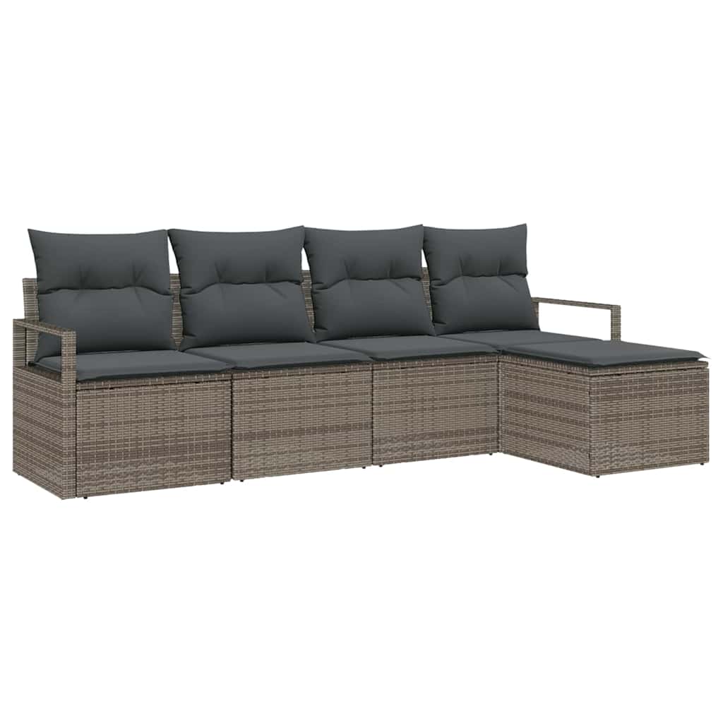Sofa Set 5 stk. Grau [Synthetisch]: Poly Rattan