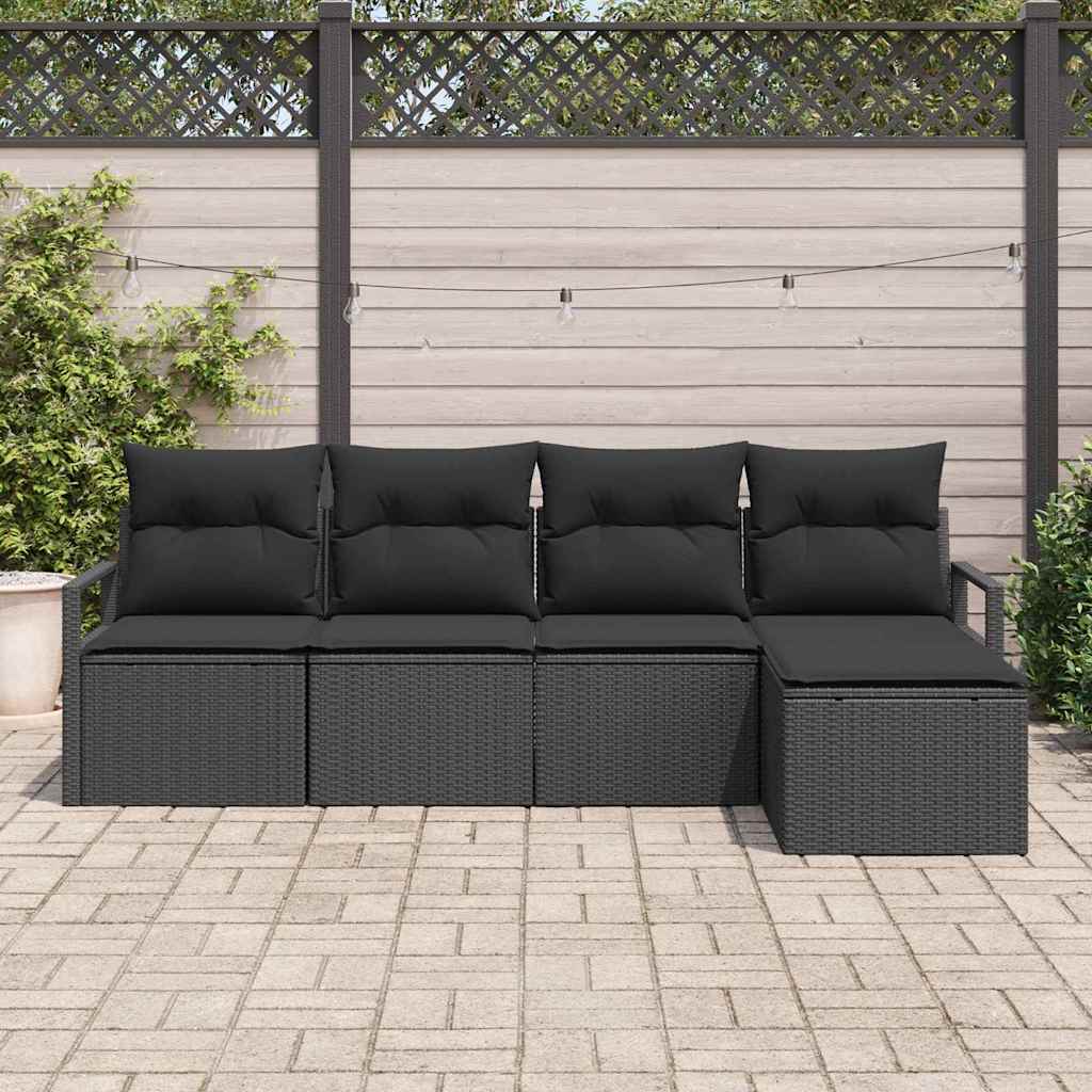 Sofa Set 5 stk. Schwarz [Synthetisch]: Poly Rattan