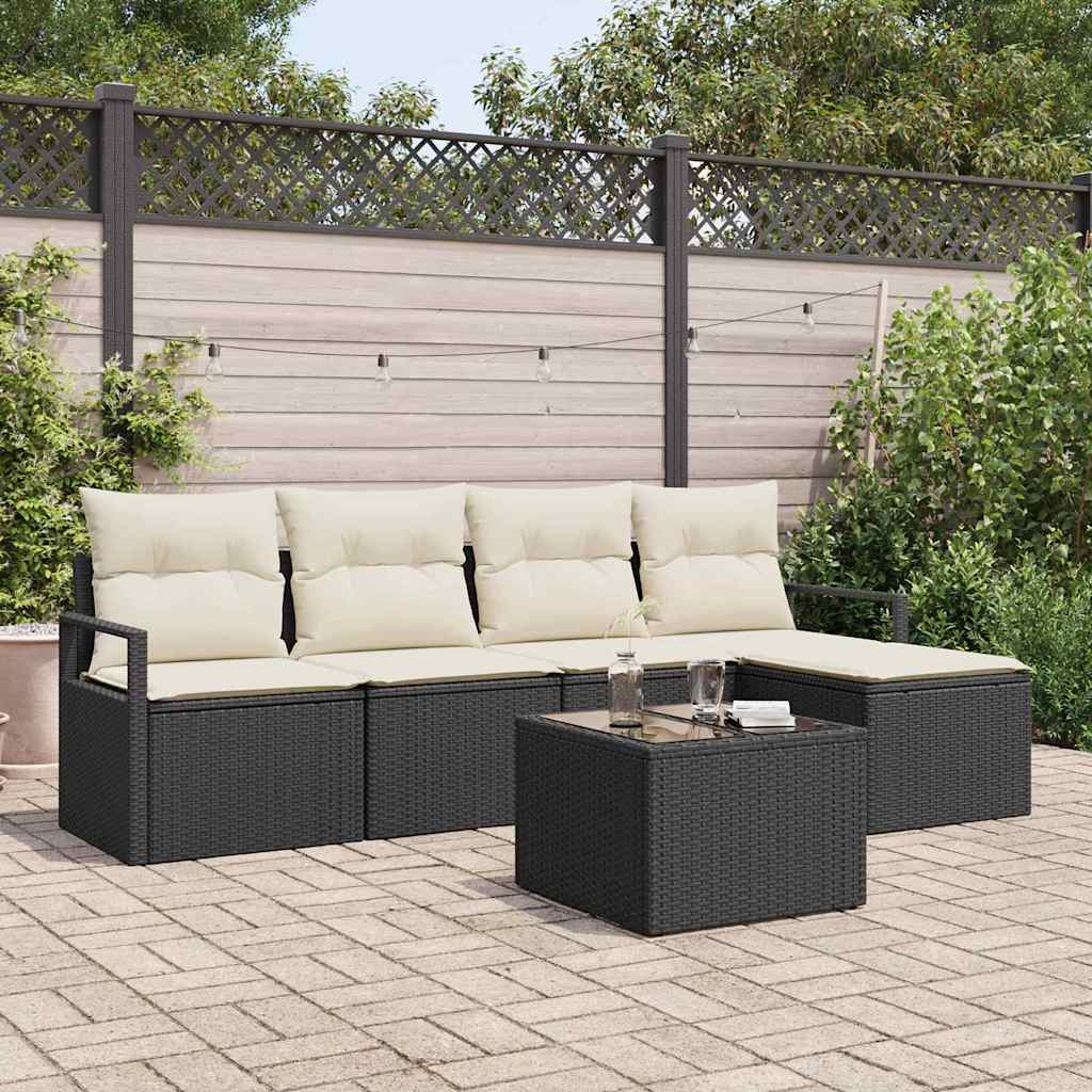Sofa Set 6 Stk. Schwarz [Synthetisch]: Poly Rattan