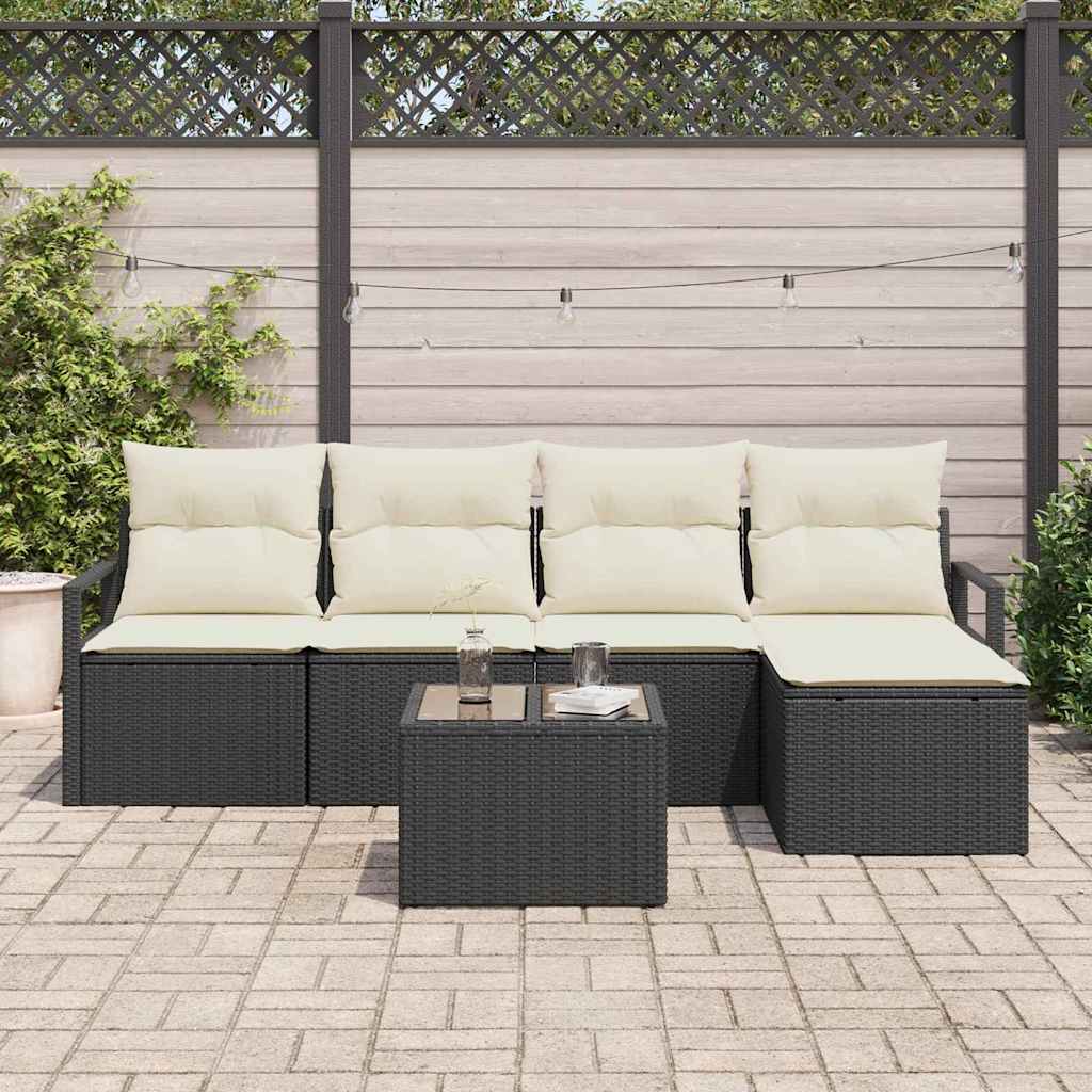 Sofa Set 6 Stk. Schwarz [Synthetisch]: Poly Rattan