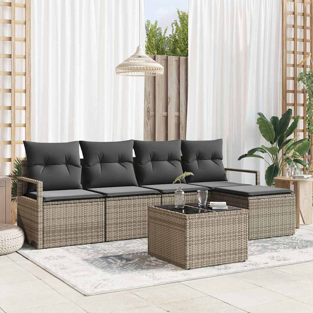 Sofa Set 6 stk. Grau [Synthetisch]: Poly Rattan