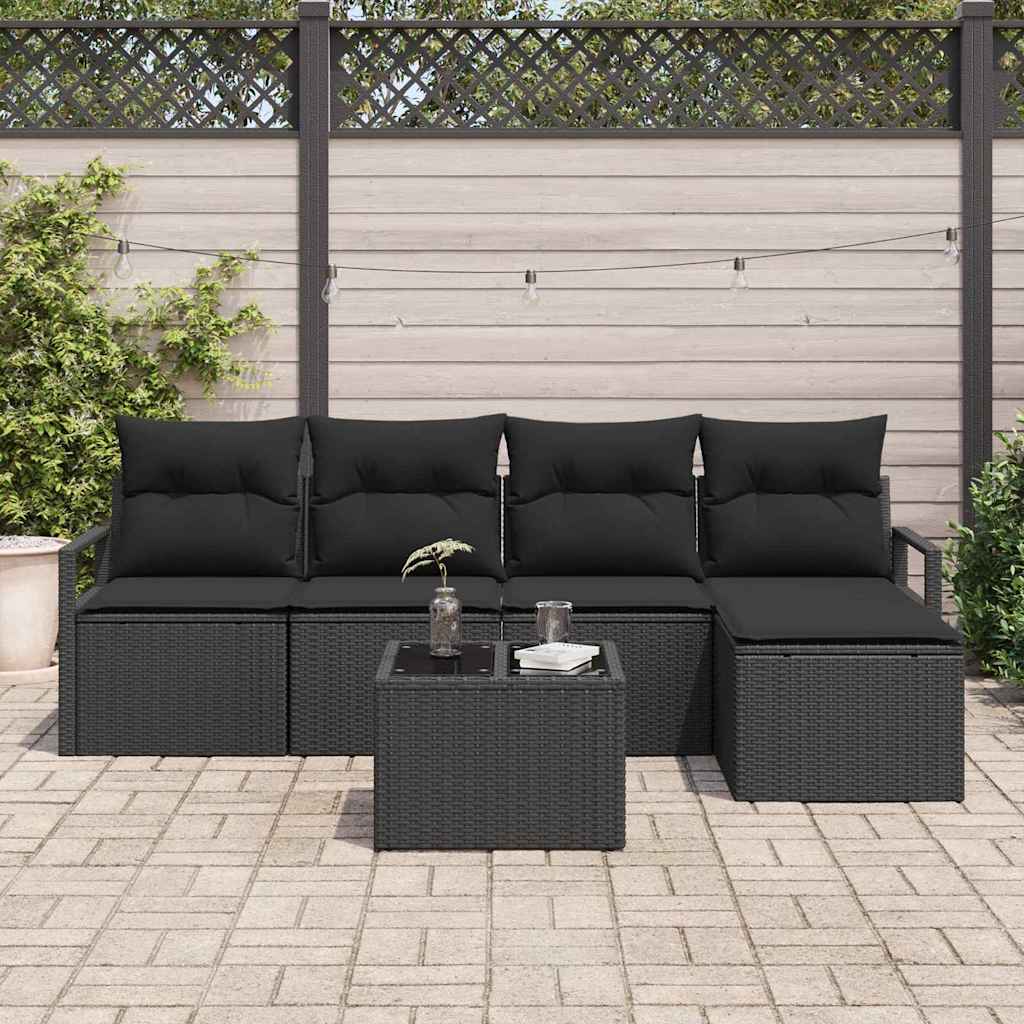 Sofa Set 6 stk. Schwarz [Synthetisch]: Poly Rattan