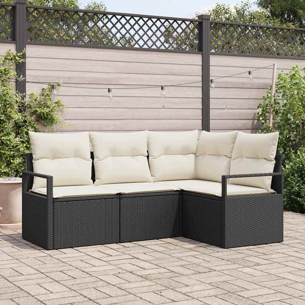 Sofa Set 4 stk. Schwarz [Synthetisch]: Poly Rattan