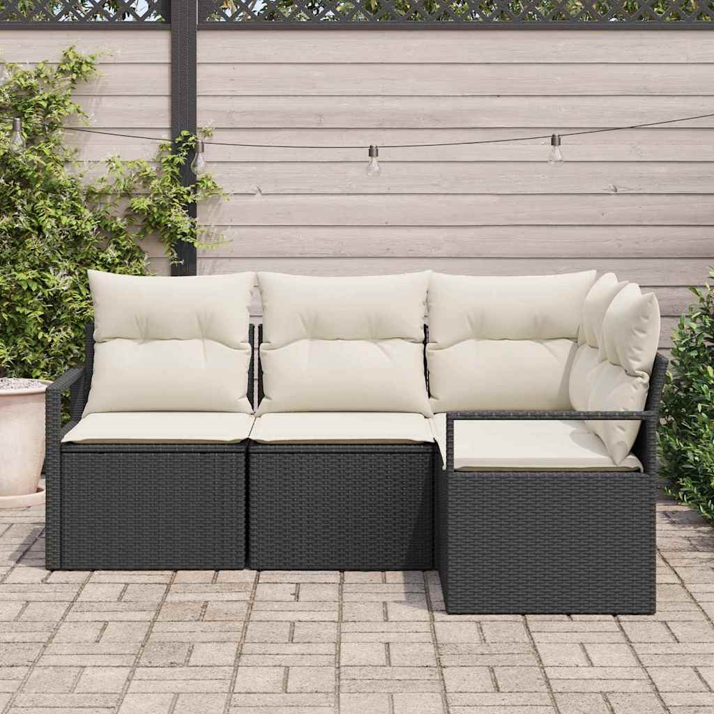Sofa Set 4 stk. Schwarz [Synthetisch]: Poly Rattan