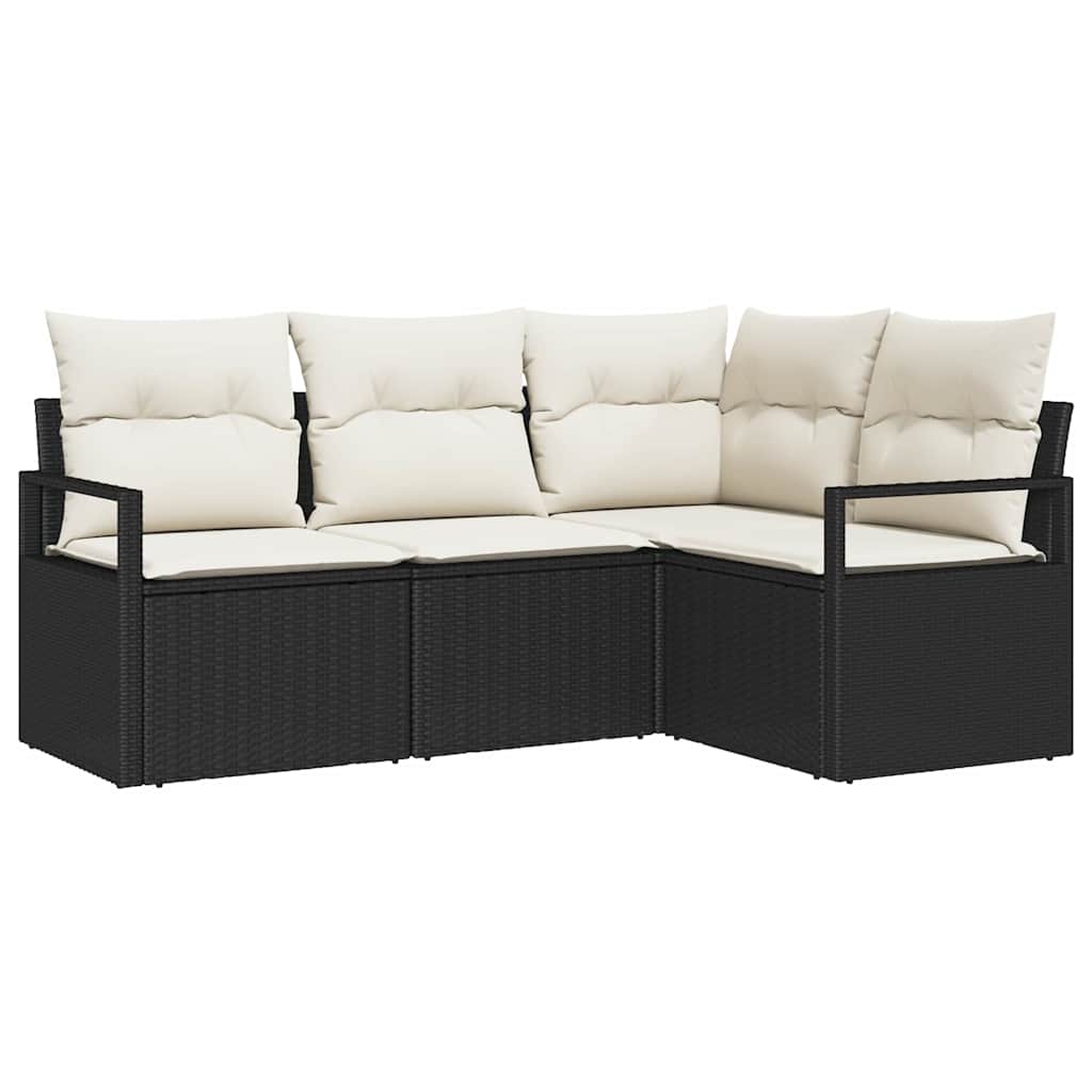 Sofa Set 4 stk. Schwarz [Synthetisch]: Poly Rattan