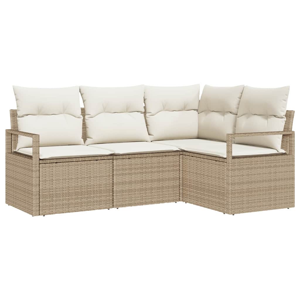 Sofa Set mit Kissen Beige Poly Rattan