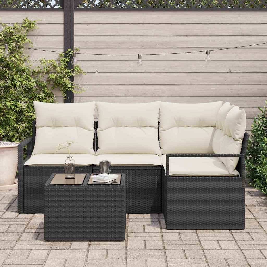 Sofa Set 5 stk. Schwarz [Synthetisch]: Poly Rattan
