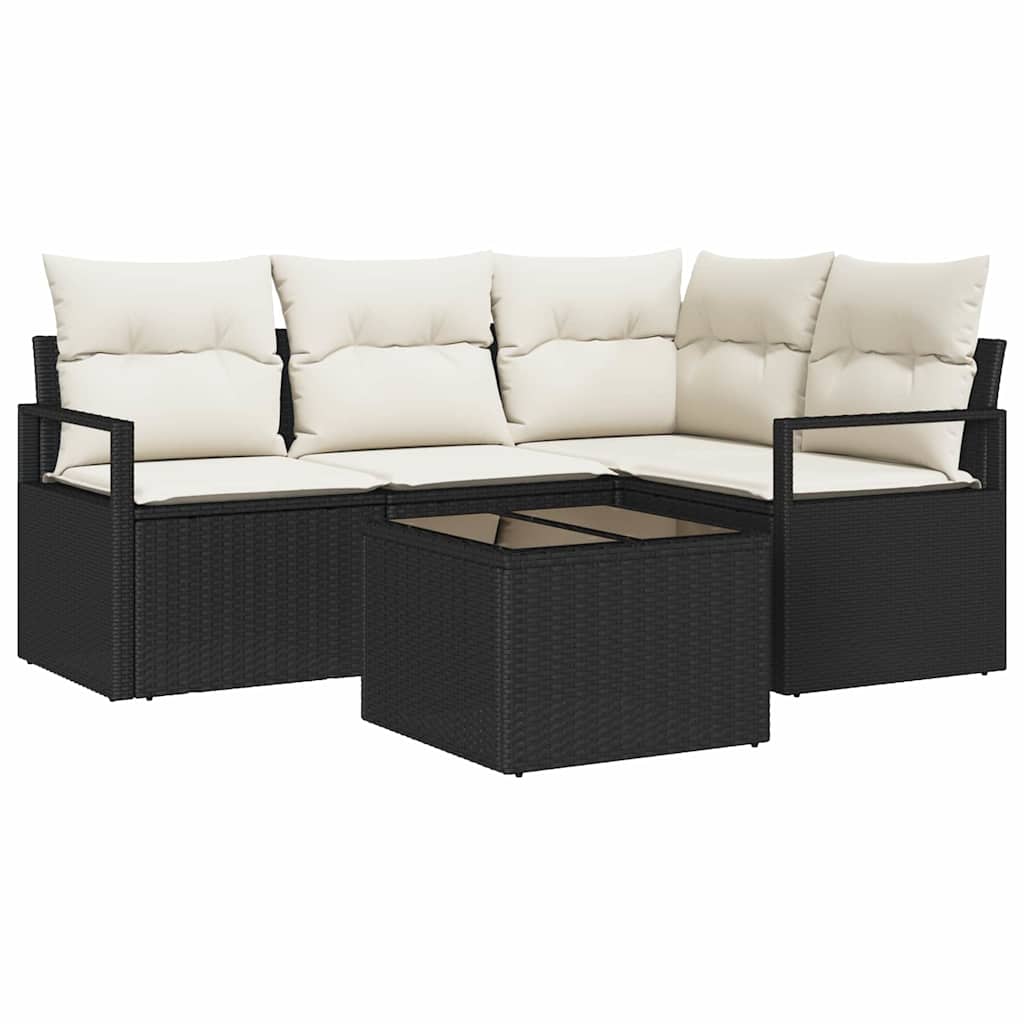 Sofa Set 5 stk. Schwarz [Synthetisch]: Poly Rattan
