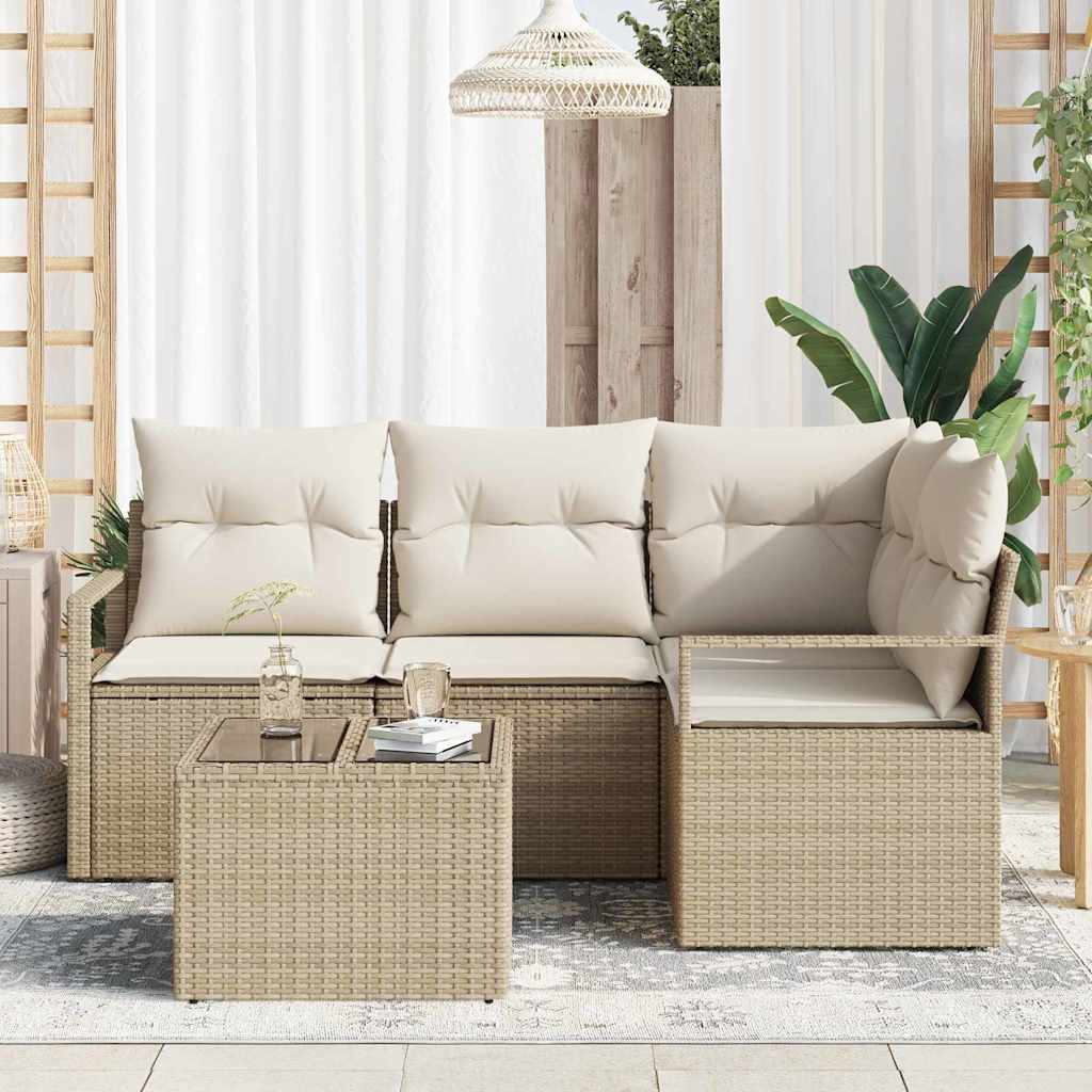 Sofa Set 5 stk. Beige [Synthetisch]: Poly Rattan