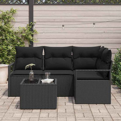 Sofa Set 5 stk. Schwarz [Synthetisch]: Poly Rattan