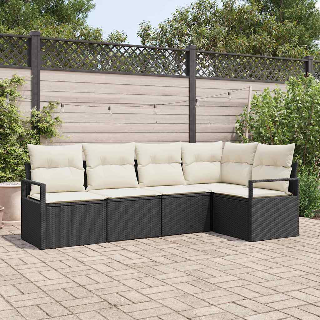 Sofa Set 5 stk. Schwarz [Synthetisch]: Poly Rattan