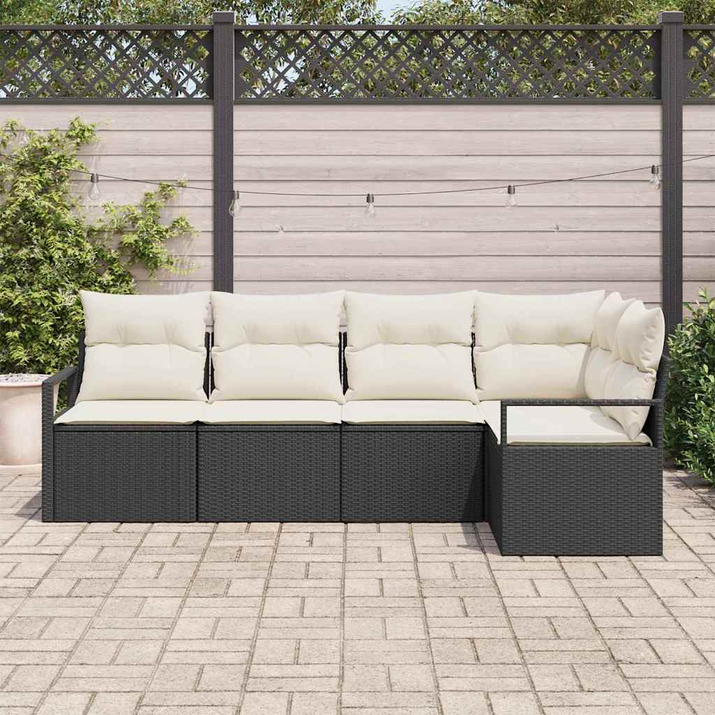 Sofa Set 5 stk. Schwarz [Synthetisch]: Poly Rattan