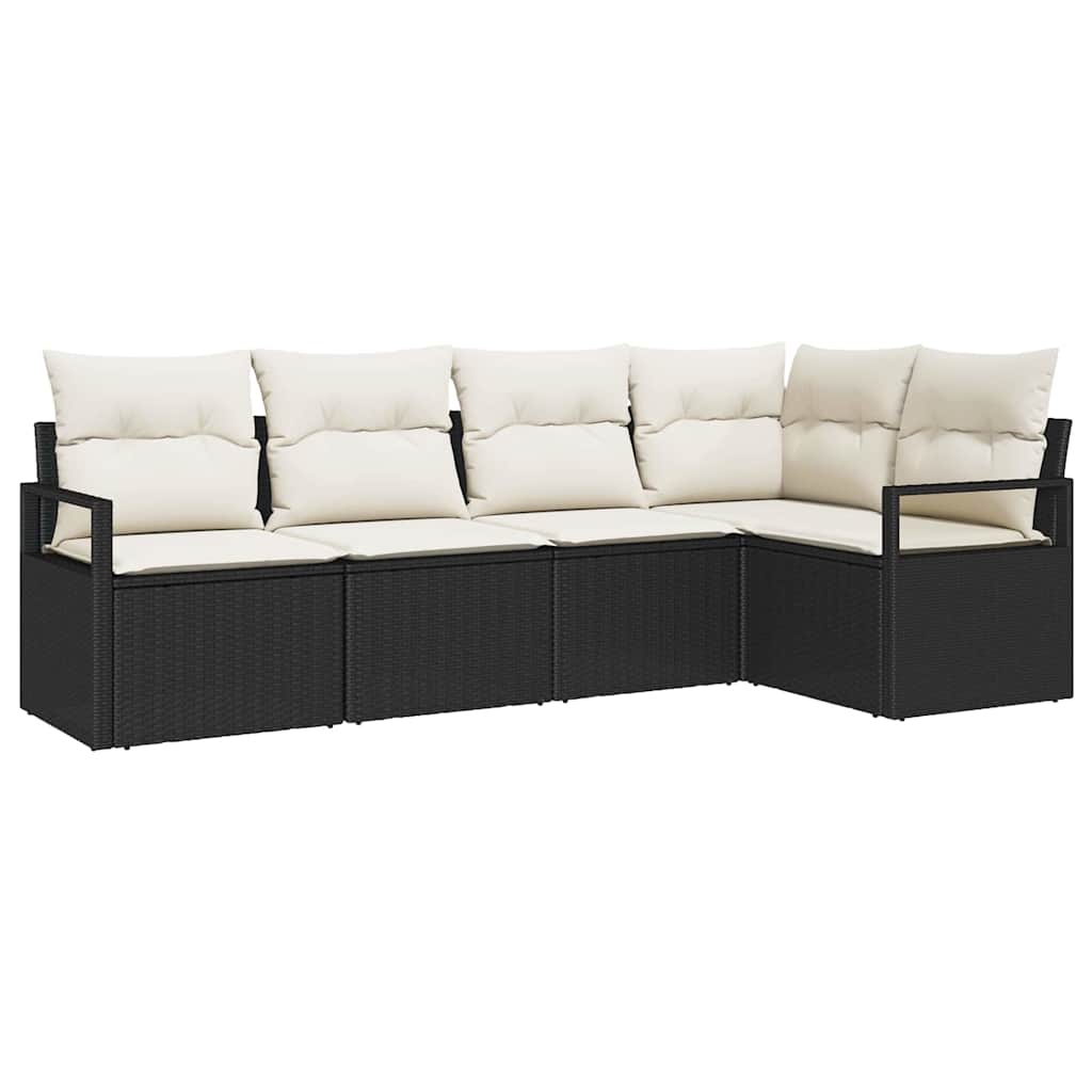 Sofa Set 5 stk. Schwarz [Synthetisch]: Poly Rattan