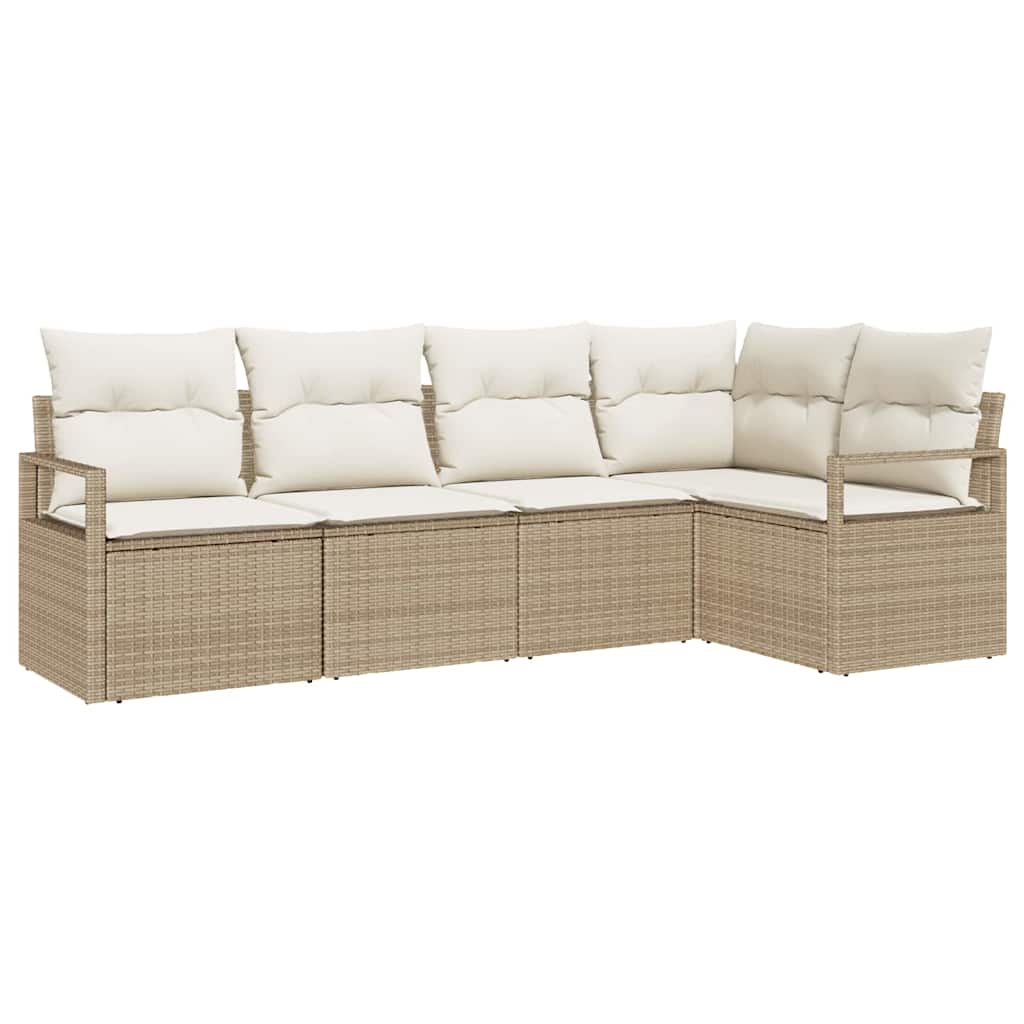 Sofa Set 5 stk. Beige [Synthetisch]: Poly Rattan
